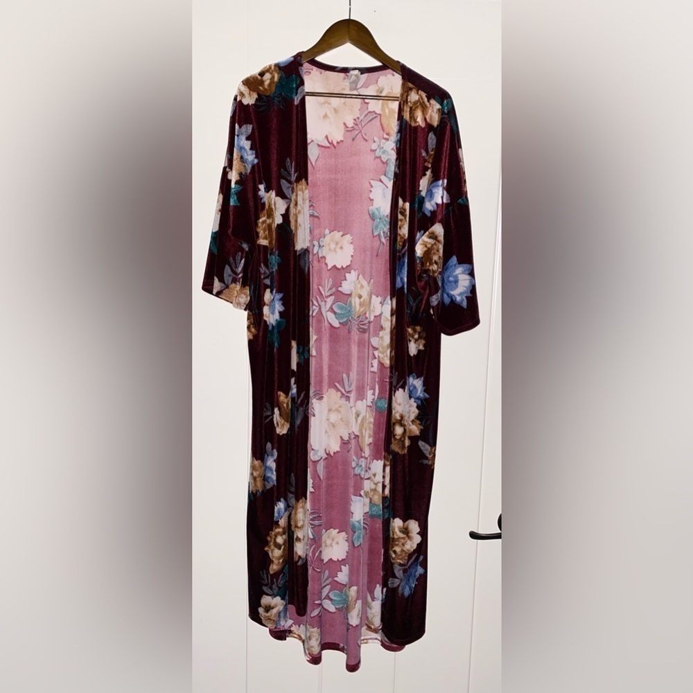 Lovely J Women Midi Floral Open Front Kimono Size Medium‎ - Picture 6 of 7